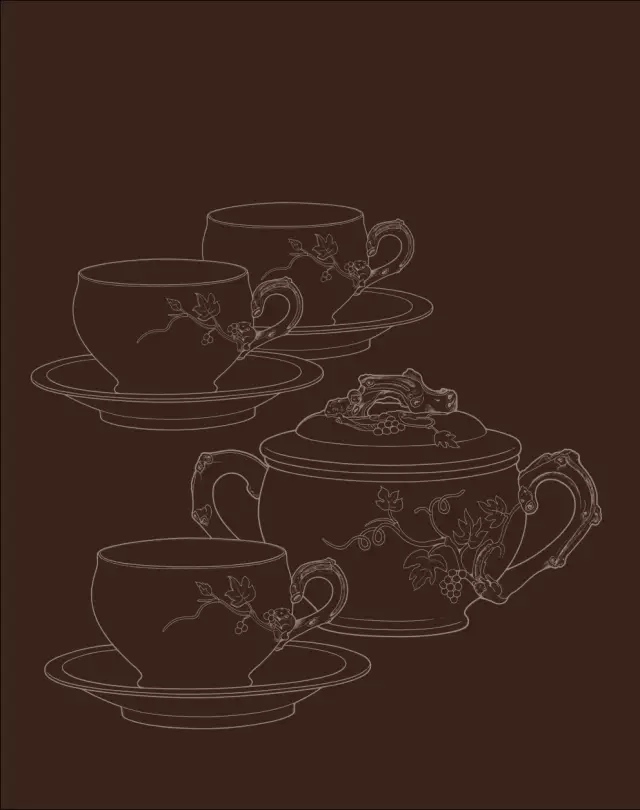松鼠葡萄茶具的图片
